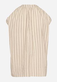 Born2be - Beżowa Bawełniana Bluzka Bez Rękawów z Lnem w Pionowe Paski Talurea. Okazja: na co dzień. Kolor: beżowy. Materiał: len, bawełna. Długość rękawa: bez rękawów. Wzór: paski. Styl: klasyczny, casual, elegancki #6