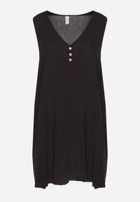 Born2be - Czarna Rozkloszowana Sukienka z Bawełny z Ozdobnymi Guzikami Folusae. Okazja: na co dzień. Typ kołnierza: dekolt w serek. Kolor: czarny. Materiał: bawełna. Sezon: wiosna, lato. Typ sukienki: proste. Styl: elegancki, casual, klasyczny #5