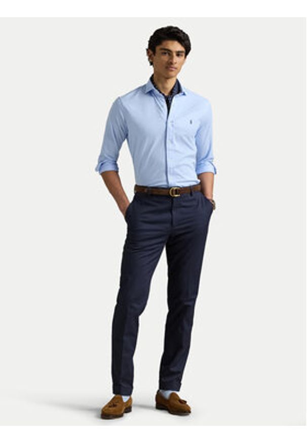 Polo Ralph Lauren Koszula 710899386016 Błękitny Slim Fit. Typ kołnierza: polo. Kolor: niebieski. Materiał: bawełna