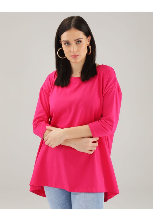 Unisono - BLUZKA Z BAWEŁNY 109-23021 FUXIA. Materiał: bawełna