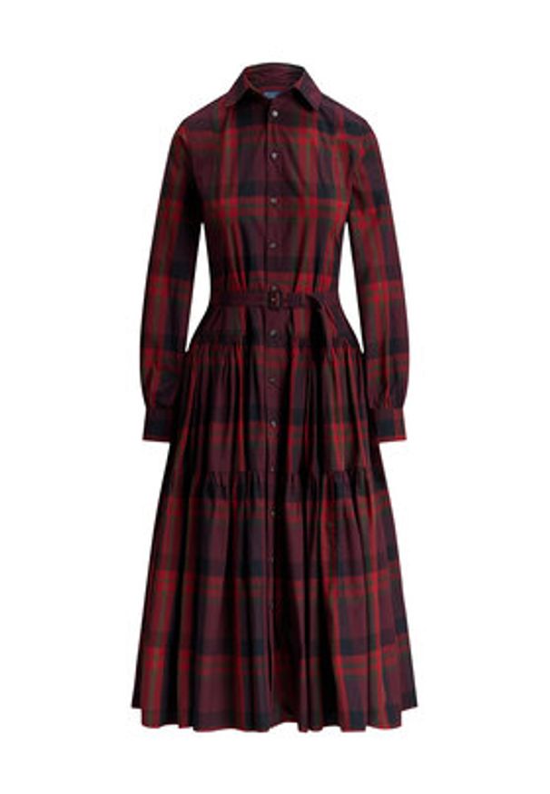 Polo Ralph Lauren Sukienka koszulowa 211A13260001 Bordowy Regular Fit. Typ kołnierza: polo. Kolor: czerwony. Materiał: bawełna. Typ sukienki: koszulowe