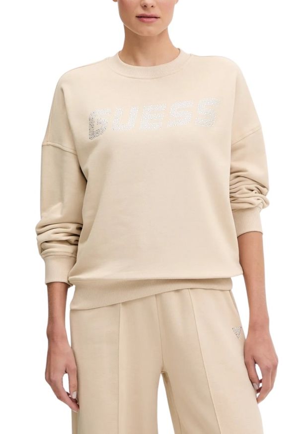 Guess - GUESS Beżowa damska bluza Primula, Rozmiar L. Kolor: beżowy