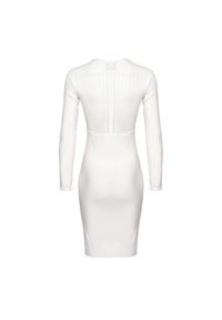 Pinko - PINKO - Biała sukienka z wycięciami Campionato. Kolor: biały. Materiał: wiskoza. Długość rękawa: długi rękaw. Typ sukienki: dopasowane. Długość: mini #2