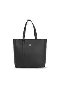 TOMMY HILFIGER - Tommy Hilfiger Torebka Th Soft Tote AW0AW15527 Czarny. Kolor: czarny. Materiał: skórzane