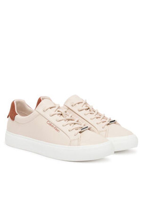 Calvin Klein Sneakersy Vulc Lace Up Lth W/Sue Bt HW0HW02571 Beżowy. Kolor: beżowy. Materiał: skóra