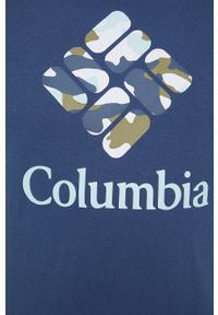 columbia - Columbia t-shirt bawełniany kolor granatowy z nadrukiem. Kolor: niebieski. Materiał: bawełna. Wzór: nadruk