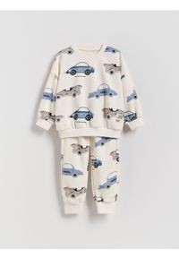 Reserved - Bawełniany komplet z nadrukiem - złamana biel. Materiał: bawełna. Wzór: nadruk #1