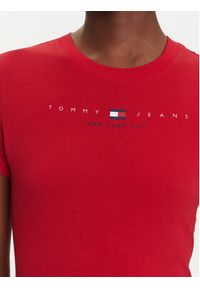 Tommy Jeans T-Shirt Linear DW0DW21422 Czerwony Slim Fit. Kolor: czerwony. Materiał: bawełna #4