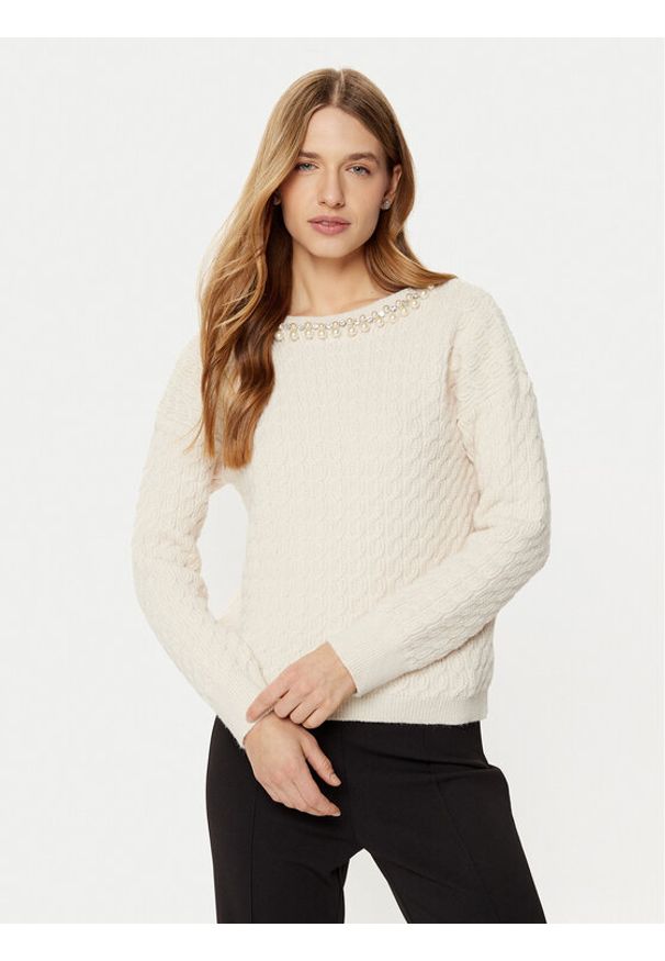 Rinascimento Sweter CFM0011717003 Écru Regular Fit. Kolor: kremowy. Materiał: syntetyk
