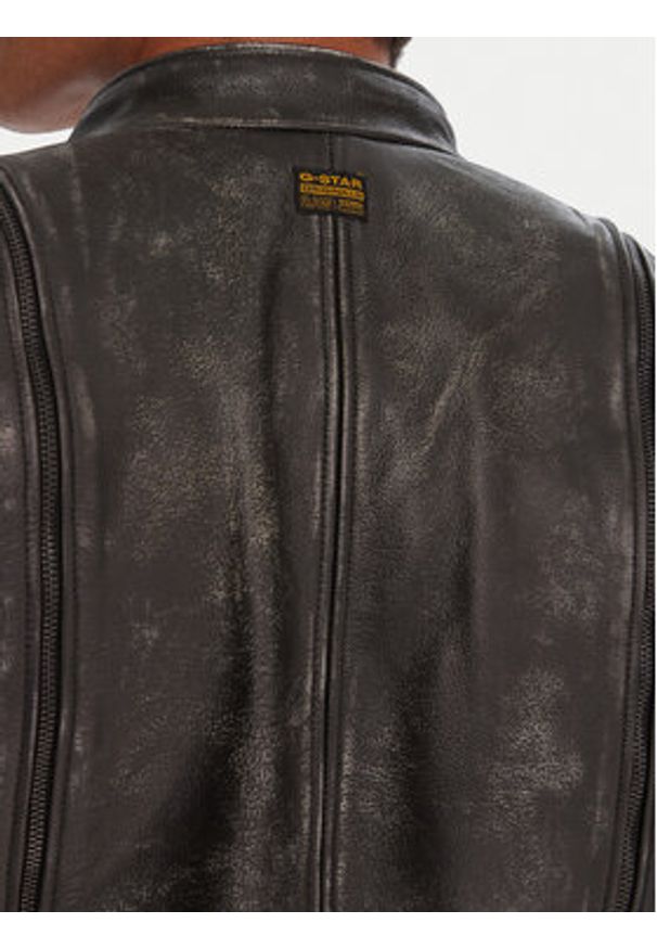 G-Star RAW - G-Star Raw Kurtka skórzana D26931-E082 Szary Regular Fit. Kolor: szary. Materiał: skóra