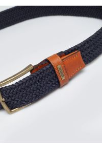 Big-Star - Pasek męski pleciony ze skórzanymi wstawkami granatowy Abris 403. Kolor: niebieski. Materiał: skóra. Styl: casual, elegancki #4