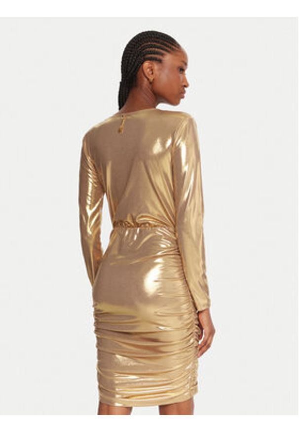 Fracomina Sukienka koktajlowa FQ25WD1006W59501 Złoty Slim Fit. Kolor: złoty. Materiał: syntetyk. Styl: wizytowy