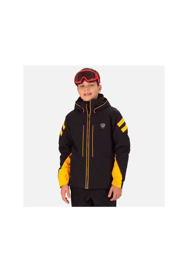 Rossignol - Kurtka narciarska chłopięca ROSSIGNOL Boy Ski Jkt czarno żółta. Kolor: czarny. Materiał: puch. Sport: narciarstwo