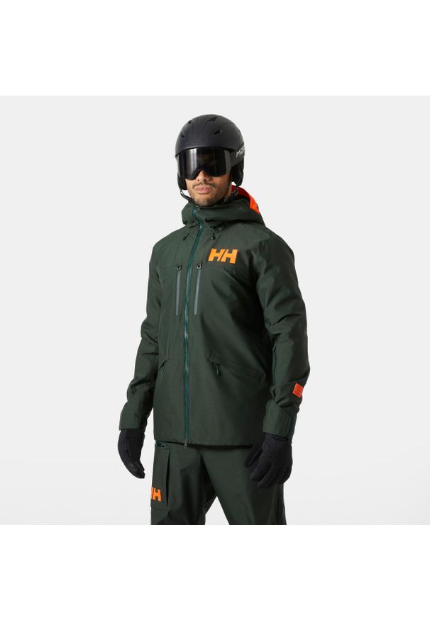 Kurtka narciarska Helly Hansen Garibaldi 2.0. Kolor: czarny, wielokolorowy, zielony. Materiał: puch. Sezon: zima. Sport: narciarstwo
