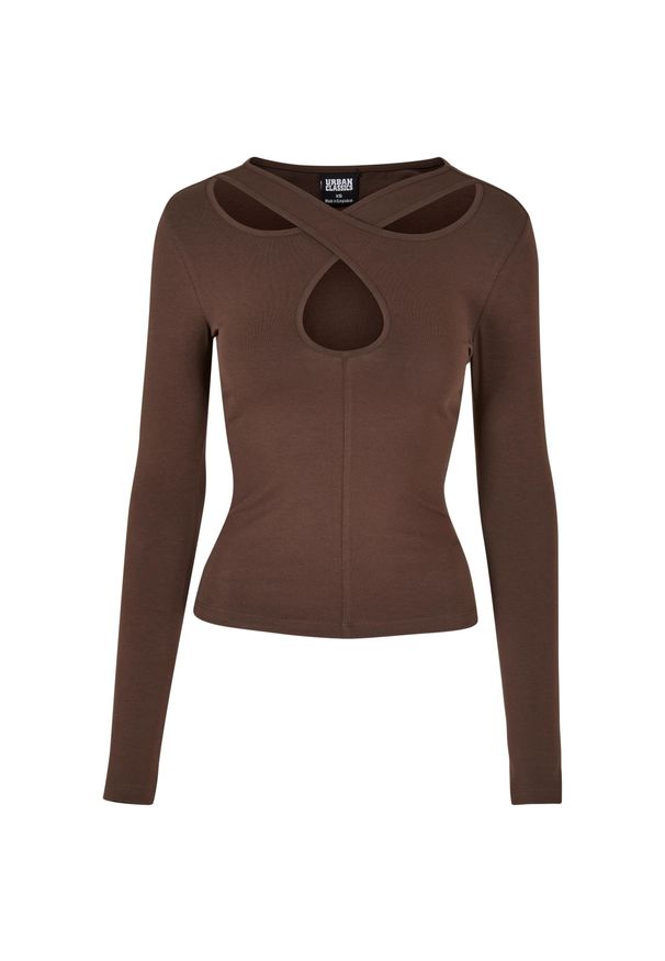 Damska koszulka z długim rękawem Urban Classics Crossed Cut Out GT. Kolor: brązowy. Długość rękawa: długi rękaw. Długość: długie