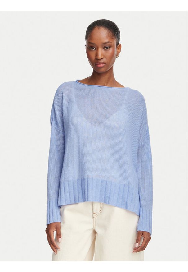 MAX&Co. Sweter Stampa 2626366091200 Niebieski jasny Oversize. Kolor: niebieski. Materiał: syntetyk