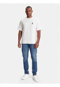 Karl Lagerfeld - KARL LAGERFELD T-Shirt 755098 553270 Beżowy Regular Fit. Typ kołnierza: dekolt w karo. Kolor: beżowy. Materiał: bawełna