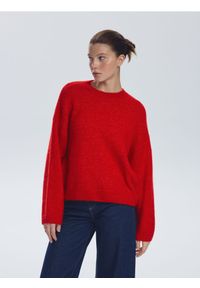 Reserved - Sweter z alpaką - czerwony. Kolor: czerwony. Materiał: dzianina, wełna #1