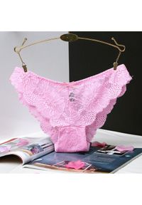 Intica - Figi koronkowe biodrówki z delikatnej koronki Guillermina. Stan: obniżony. Kolor: różowy. Materiał: koronka. Wzór: koronka #1