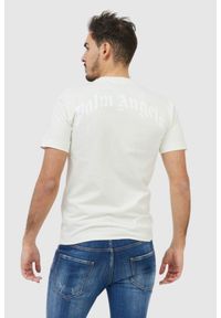 PALM ANGELS Biały t-shirt męski z misiem, Rozmiar XXS. Kolor: biały. Materiał: prążkowany. Wzór: nadruk #5