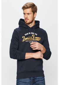 Jack & Jones - Bluza. Okazja: na co dzień. Typ kołnierza: kaptur. Kolor: niebieski. Wzór: nadruk. Styl: casual #2