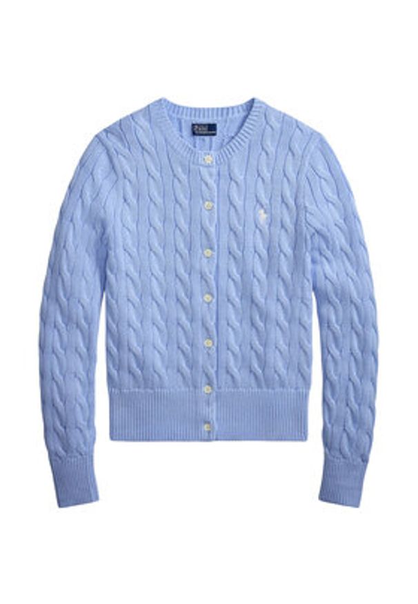 Polo Ralph Lauren Kardigan 211971868513 Niebieski jasny Slim Fit. Typ kołnierza: polo. Kolor: niebieski. Materiał: bawełna
