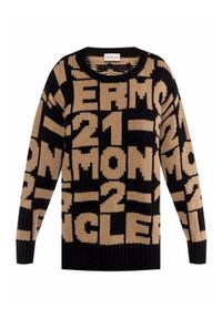 MONCLER - Wełniany sweter z logo. Kolor: czarny. Materiał: wełna. Długość rękawa: długi rękaw. Długość: długie. Sezon: zima, jesień. Styl: klasyczny #4