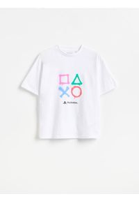 Reserved - T-shirt Playstation - biały. Kolor: biały. Materiał: bawełna, dzianina #1
