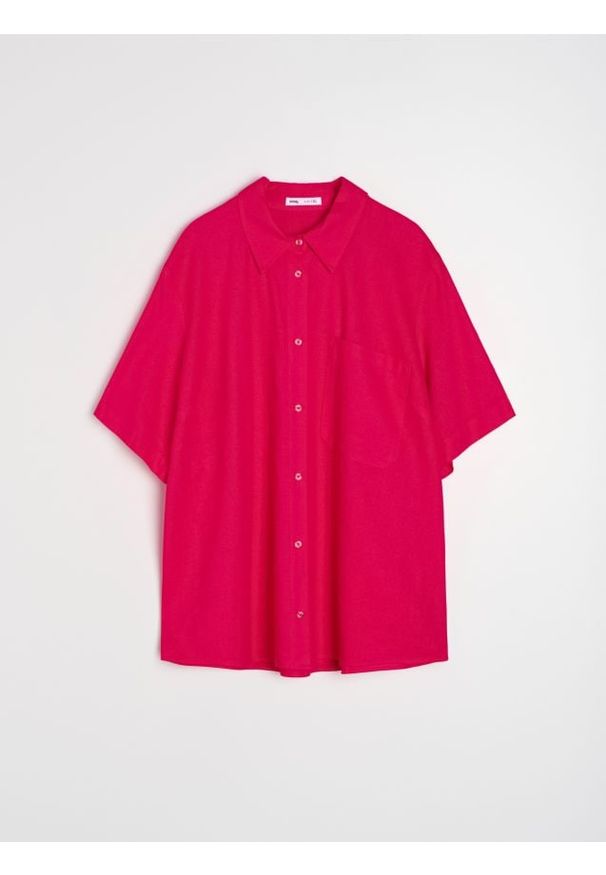 Sinsay - Koszula z domieszką lnu - różowy. Kolor: różowy. Materiał: len