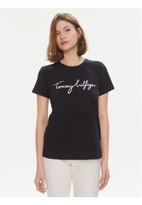 TOMMY HILFIGER - Tommy Hilfiger T-Shirt Signature WW0WW41674 Granatowy Regular Fit. Kolor: niebieski. Materiał: bawełna #1