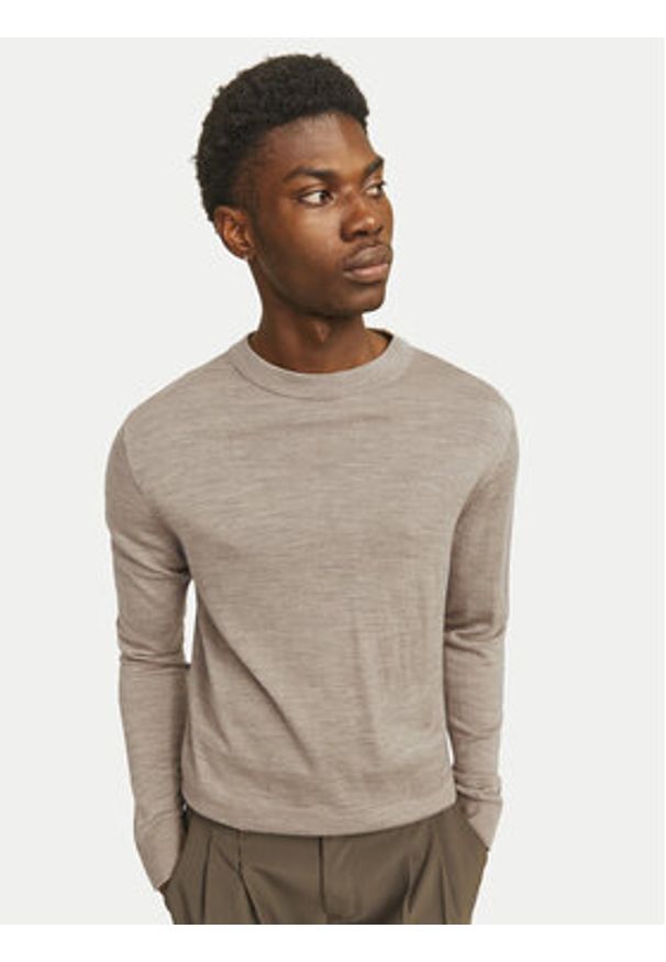 Jack & Jones Sweter Merino 12216817 Szary Regular Fit. Kolor: szary. Materiał: wełna
