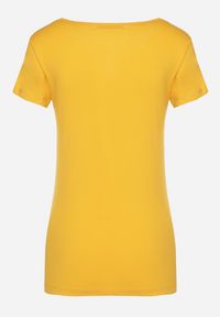Born2be - Żółty T-shirt z Bawełny z Guzikami Liseriana. Okazja: na co dzień. Kolor: żółty. Materiał: bawełna. Styl: klasyczny, casual #6