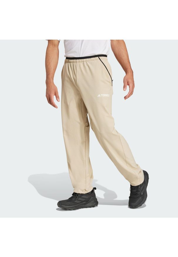 Adidas - Spodnie Terrex Multi Liteflex. Kolor: beżowy. Materiał: materiał. Sport: turystyka piesza