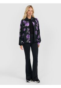 4f - 4F Bluza dresowa rozpinana bez kaptura damska - czarna L. Typ kołnierza: bez kaptura. Kolor: czarny. Materiał: dresówka