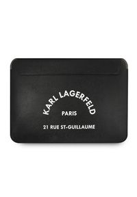 Karl Lagerfeld Saffiano Rsg Sleeve 16'' srebrny. Kolor: srebrny. Materiał: skóra ekologiczna. Wzór: aplikacja