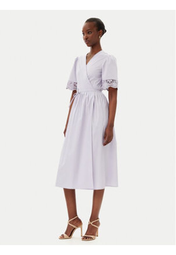 TwinSet - TWINSET Sukienka codzienna 251TT2091 Fioletowy Loose Fit. Okazja: na co dzień. Kolor: fioletowy. Materiał: bawełna. Typ sukienki: proste. Styl: casual