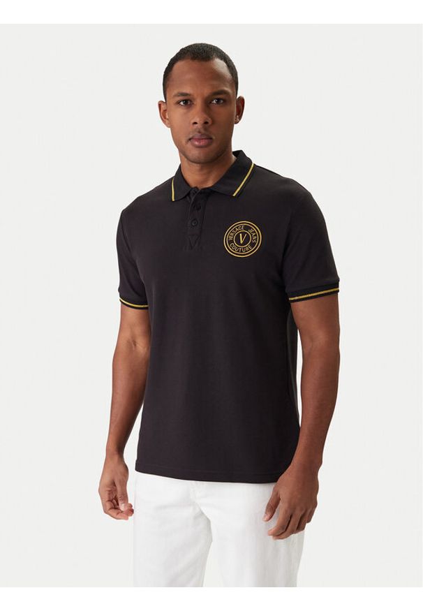 Versace Jeans Couture Polo 80GAGT03 CJ01T Czarny Regular Fit. Typ kołnierza: polo. Kolor: czarny. Materiał: bawełna
