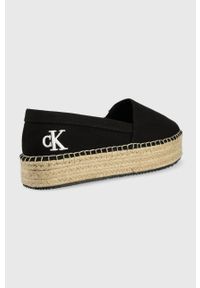 Calvin Klein Jeans espadryle Flatform Espadrille YW0YW00661.BDS kolor czarny na platformie. Nosek buta: okrągły. Kolor: czarny. Materiał: materiał, guma, włókno. Wzór: gładki. Obcas: na platformie #3