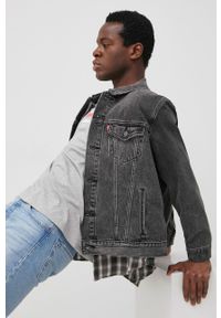 Levi's® - Levi's kurtka jeansowa męska kolor szary przejściowa. Okazja: na spotkanie biznesowe, na co dzień. Kolor: szary. Materiał: jeans. Styl: biznesowy, casual
