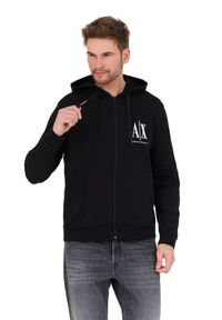 Armani Exchange - ARMANI EXCHANGE Czarna męska bluza z kapturem, Rozmiar M. Typ kołnierza: kaptur. Kolor: czarny