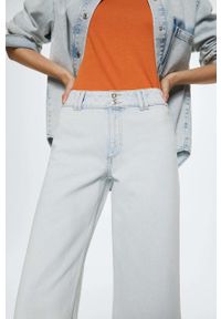 mango - Mango jeansy Culotte damskie medium waist. Kolor: niebieski