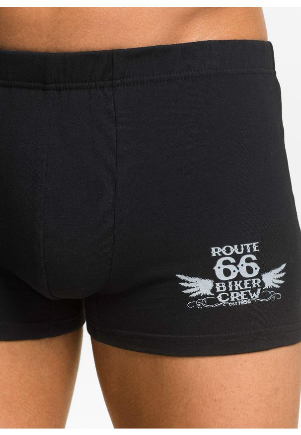 bonprix - Bokserki o dopasowanym kroju z bawełną (3 pary). Kolor: czarny. Materiał: bawełna. Wzór: nadruk