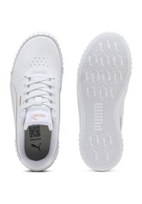 Adidasy Puma Carina 3.0 Jr, Dla obu płci. Kolor: biały. Materiał: skóra ekologiczna, materiał. Sport: turystyka piesza