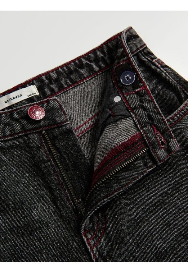 Reserved - Jeansy wide leg z podwiniętą nogawką - szary. Kolor: szary