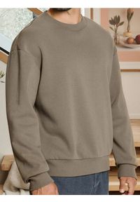 Sinsay - Bluza basic comfort fit - brązowy. Kolor: brązowy