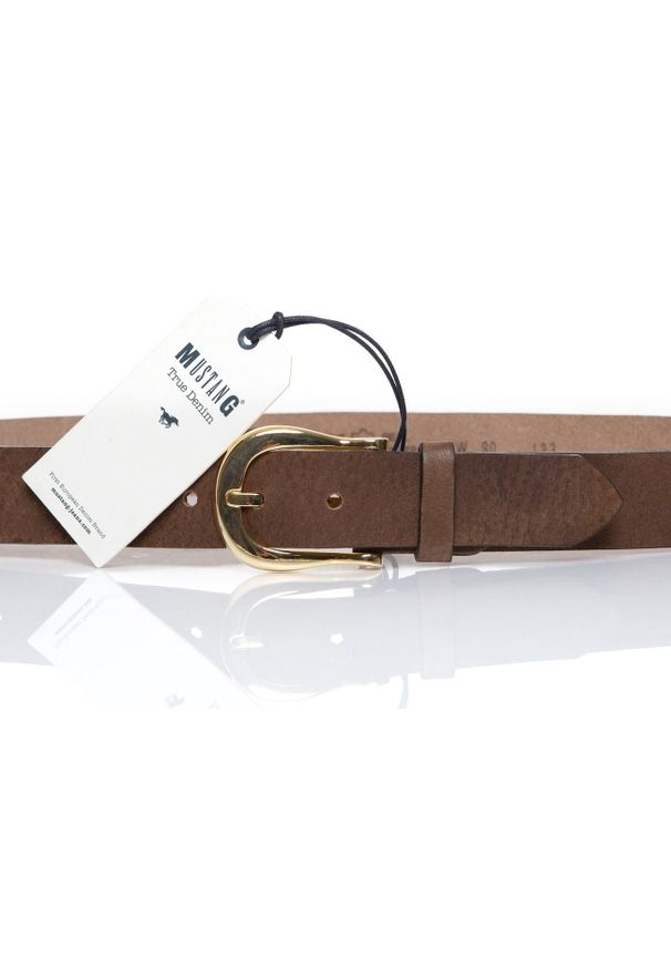 Mustang - MUSTANG PASEK SKÓRZANY SOPO-MUS123 690 35mm Ledergürtel. Materiał: skóra. Wzór: paski. Styl: klasyczny, elegancki