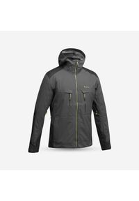 quechua - Kurtka turystyczna męska Quechua MH900 wodoodporna. Kolor: wielokolorowy, czarny, szary. Materiał: materiał, tkanina, elastan