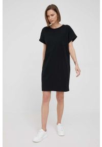 GAP sukienka bawełniana kolor czarny mini prosta. Okazja: na co dzień. Kolor: czarny. Materiał: bawełna. Długość rękawa: krótki rękaw. Wzór: gładki. Typ sukienki: proste. Styl: casual. Długość: mini #4