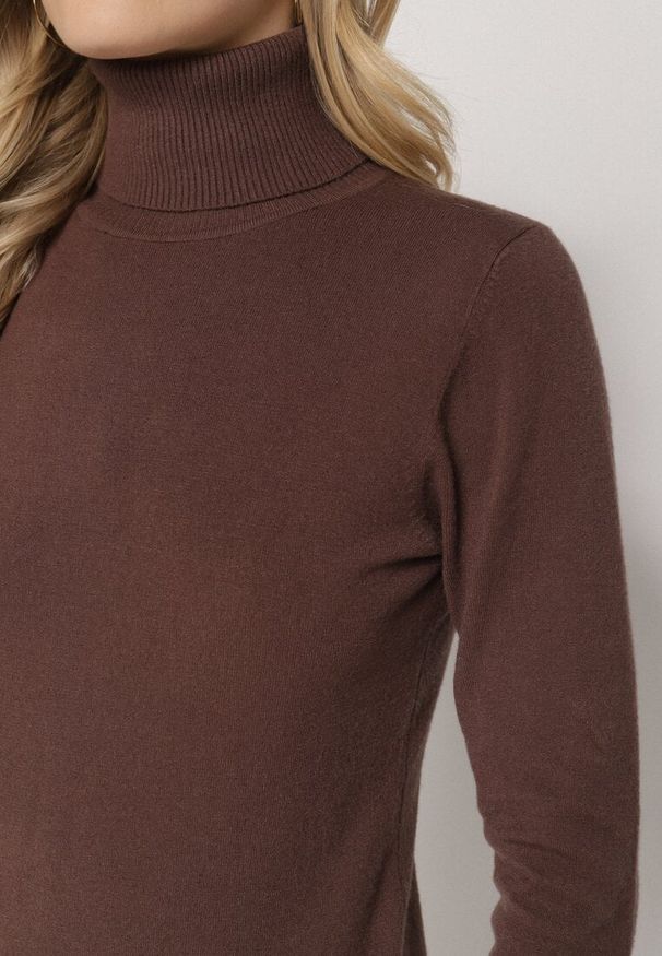 Born2be - Brązowy Golf Sweter z Wiskozą i Kaszmirem Zailaya. Okazja: na co dzień. Typ kołnierza: golf. Kolor: brązowy. Materiał: wiskoza, kaszmir. Styl: casual