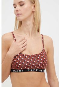 Pepe Jeans biustonosz kolor bordowy wzorzysty. Kolor: czerwony. Rodzaj stanika: wyciągane miseczki, odpinane ramiączka #1